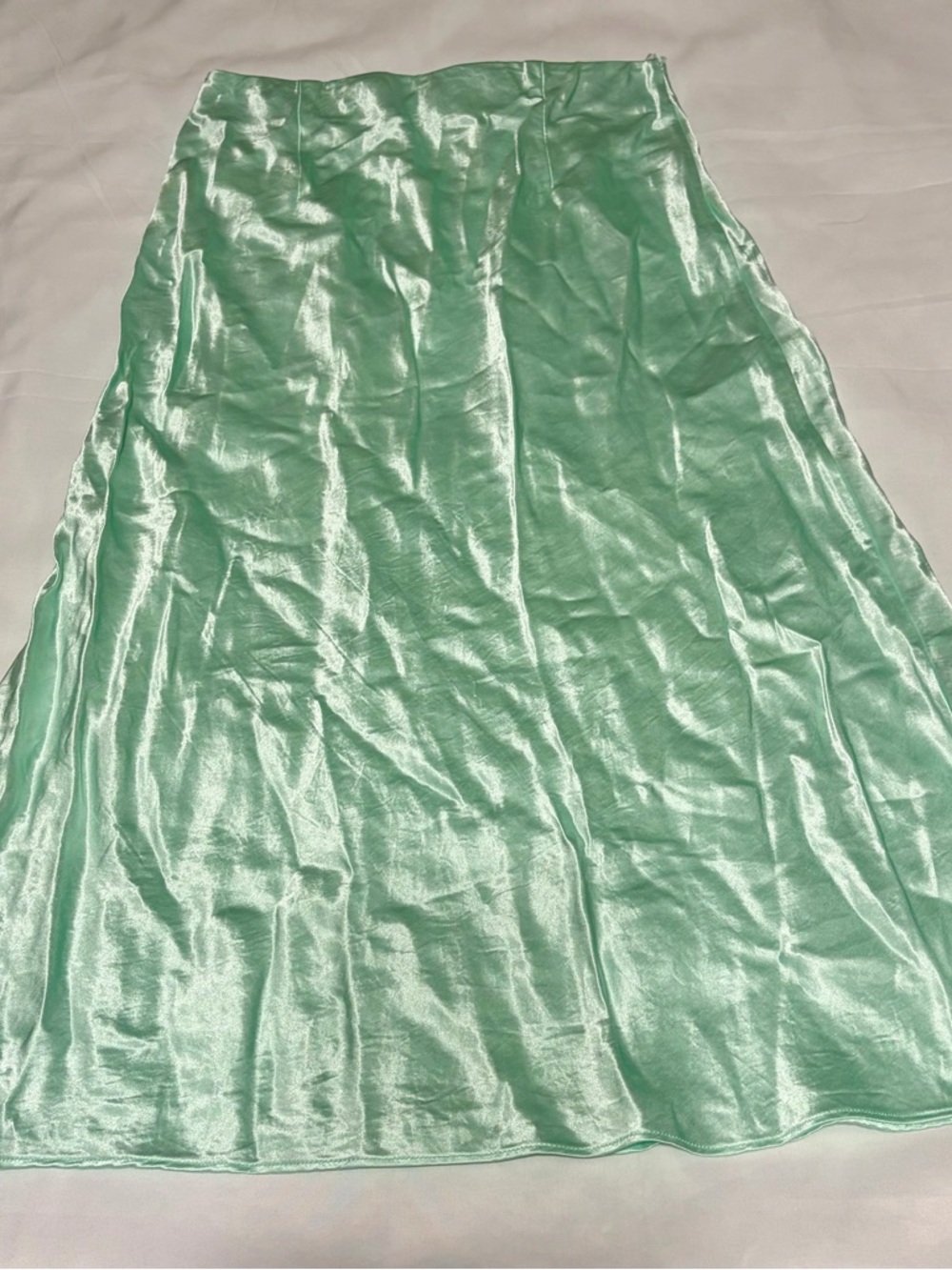 Babaton Mint Slip Satin Midi Skirt